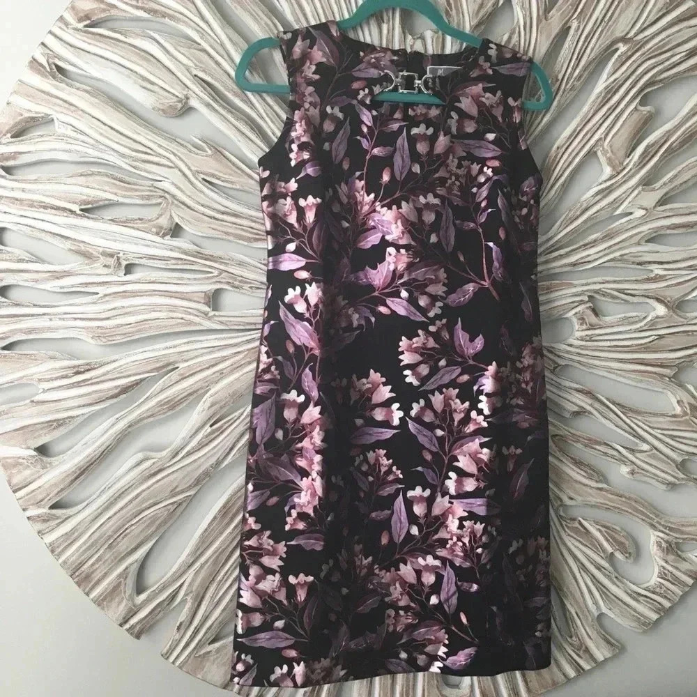 JM Collection Shift Metallic Floral Sleeveless Dress Size PS